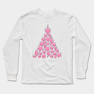 Pink Christmas Tree, Lightning, Star and Baubles Long Sleeve T-Shirt